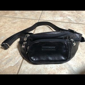 black leather fanny pack